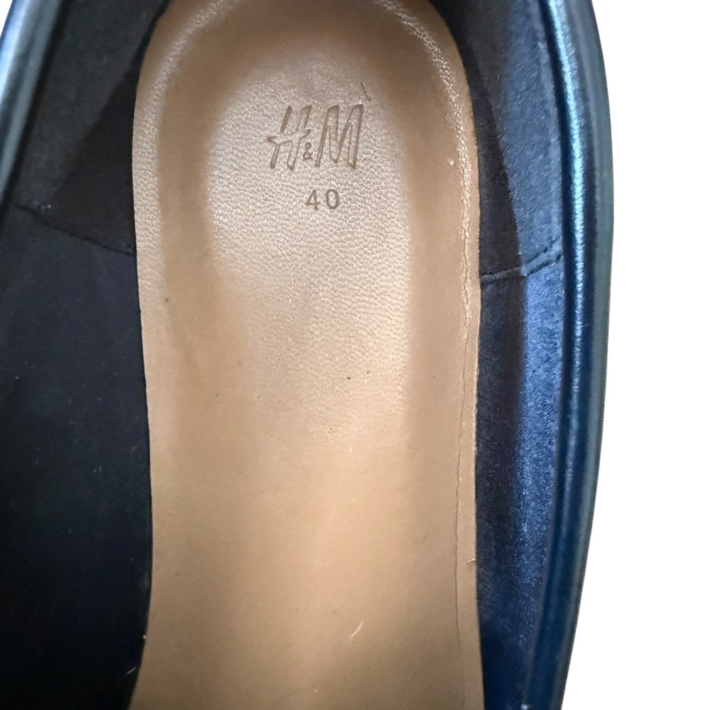 H&M Black Lug Sole Loafers Chunky Platform Horsebit Hardware Women's Size 40 - Picture 5 of 7